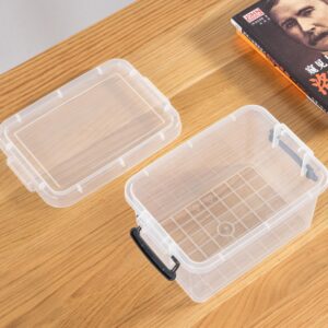 Cetomo Plastic Storage Bin Tote Organizing Container with Lid and Secure Latching Buckles, Clear, 3.2Qt x 12, Pack of 12