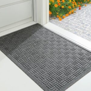 Mibao Front Door Mat Indoor Outdoor Entrance, Dirt Trapping Outdoor Welcome Mats, Non-Slip Outdoor Door Mats, Low Profile Front Door Mat, Entryway Mat, 36" x 24", Grey