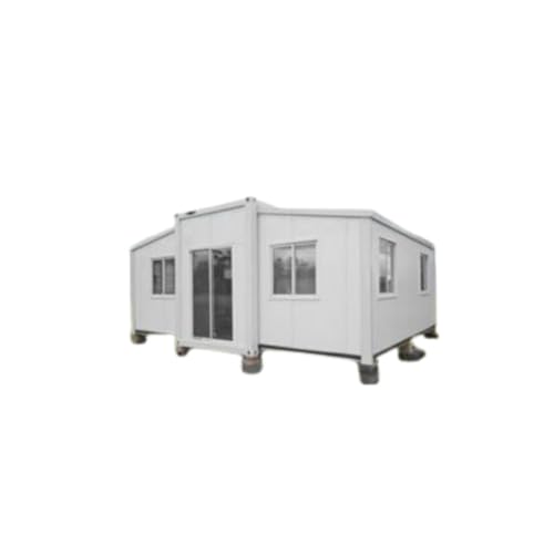 Mobile Expandable Prefab House with Restroom，Outdoor Storage Shed Tiny Home, Modern Sturdy Steel Storage House with Lockable Door and Window(19 x 20FT)