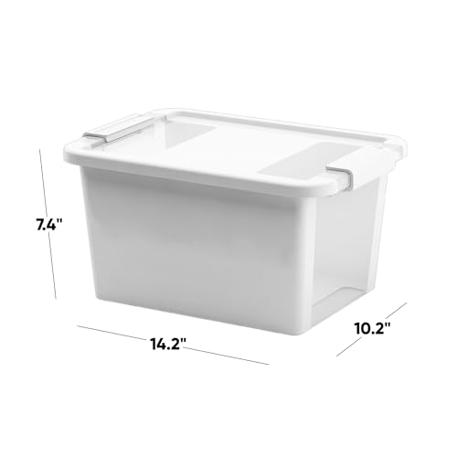 Curver Set of 3 Small VersaBox Plastic Organization and Storage Box with Secure Latching Lid, White