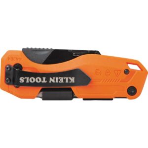 Klein Tools 44304 Folding FLICKBLADE Utility Knife, Compact, Removable Impact Driver, 1/4-Inch Nut Driver and 2 Phillips Bit