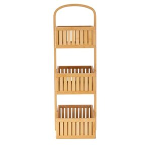 Organize It All 3 Tier Bamboo Stationary Caddy | Bathroom Organization | Multipurpose Storage Shelf Baskets | Eco-Friendly | Easy to Assemble