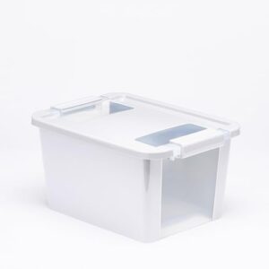 Curver Set of 3 Small VersaBox Plastic Organization and Storage Box with Secure Latching Lid, White