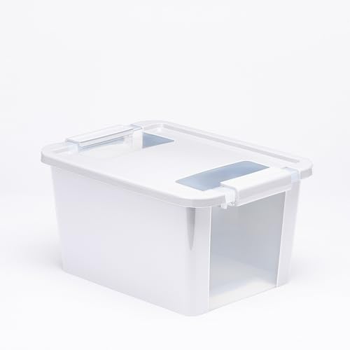 Curver Set of 3 Small VersaBox Plastic Organization and Storage Box with Secure Latching Lid, White