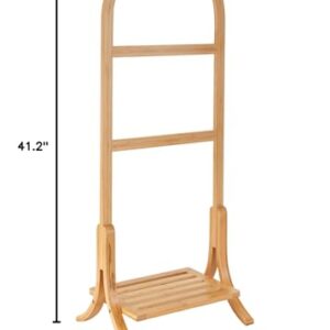 Organize It All Bamboo Free Standing Towel Rack | 2 Tiers | Storage Shelf | Bathroom Organization | Eco-Friendly | Easy to Assemble