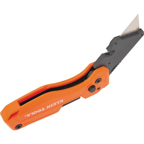 Klein Tools 44304 Folding FLICKBLADE Utility Knife, Compact, Removable Impact Driver, 1/4-Inch Nut Driver and 2 Phillips Bit