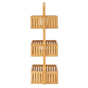 Organize It All 3 Tier Bamboo Stationary Caddy | Bathroom Organization | Multipurpose Storage Shelf Baskets | Eco-Friendly | Easy to Assemble