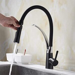 kitchen mixer sink faucet brass black with chrome∕nickel torneira tap kitchen faucets hot cold deck mounted bath mixer tap with aerator single handle,red (color : black with chrome)