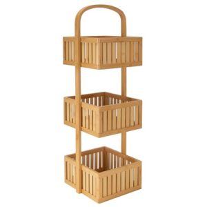 organize it all 3 tier bamboo stationary caddy | bathroom organization | multipurpose storage shelf baskets | eco-friendly | easy to assemble