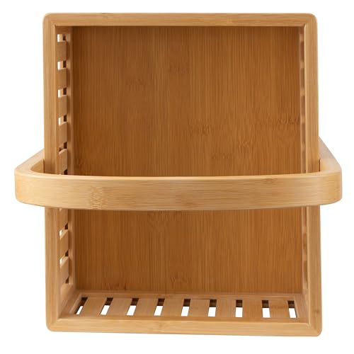 Organize It All 3 Tier Bamboo Stationary Caddy | Bathroom Organization | Multipurpose Storage Shelf Baskets | Eco-Friendly | Easy to Assemble