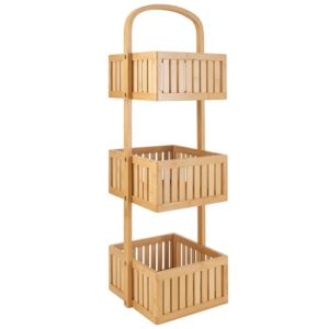 Organize It All 3 Tier Bamboo Stationary Caddy | Bathroom Organization | Multipurpose Storage Shelf Baskets | Eco-Friendly | Easy to Assemble