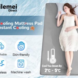 Ailemei Direct Cooling Thin Mattress Pad, Full Size Mattress Topper for Hot Sleepers, with a Deep Pocket Fits 16" Mattresses, Cooling Fitted Sheets for Bed, Summer Cooling System, Gray