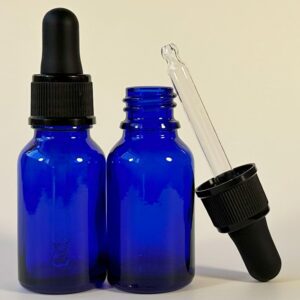 PIPIBA 24Pack 1/2oz (15ml) Round Drip Tip Glass Eye Droppers. Essential Oil Glass Bottle. For Lab Bottles (Blue)