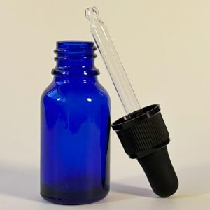 PIPIBA 24Pack 1/2oz (15ml) Round Drip Tip Glass Eye Droppers. Essential Oil Glass Bottle. For Lab Bottles (Blue)