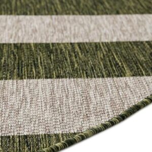 Unique Loom Outdoor Striped Collection Area Rug - Distressed Stripe (6' 1" Round Green/Gray)