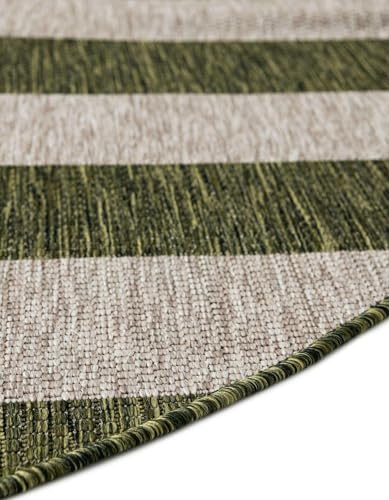 Unique Loom Outdoor Striped Collection Area Rug - Distressed Stripe (6' 1" Round Green/Gray)