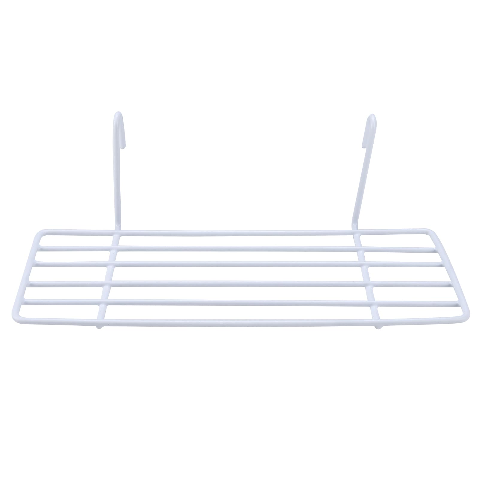 Yaegoo 8 Pack Grid Wall Shelves, White Wire Straight Shelf with Hook, Hanging Shelf for Wall Grid Panel, Wall Organizer for Home Supplies, 9.8" L x 3.9" D