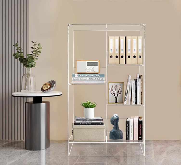 ONELUX 2306 Multi-Functional Acrylic Storage Rack,Shelf Opening, Bedroom Living Room Bathroom Vertical Bookcase, Display Shelf, Storage Organizer, (5 Cube)