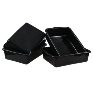 Ewingger 4-Pack 13 L Plastic Commercial Bus Tub Box, Wash Tub Basin, Black