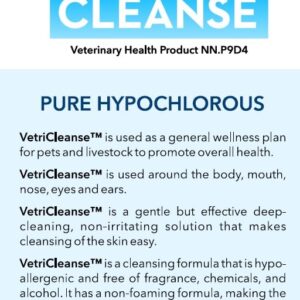 VetriCleanse Pet Itch Relief & Wound Care Spray with Hypochlorous Acid - Skin + Coat Care - Dog & Cat Deodorizer, Eye Cleaner & Ear Cleaner for All Animals - 225ml