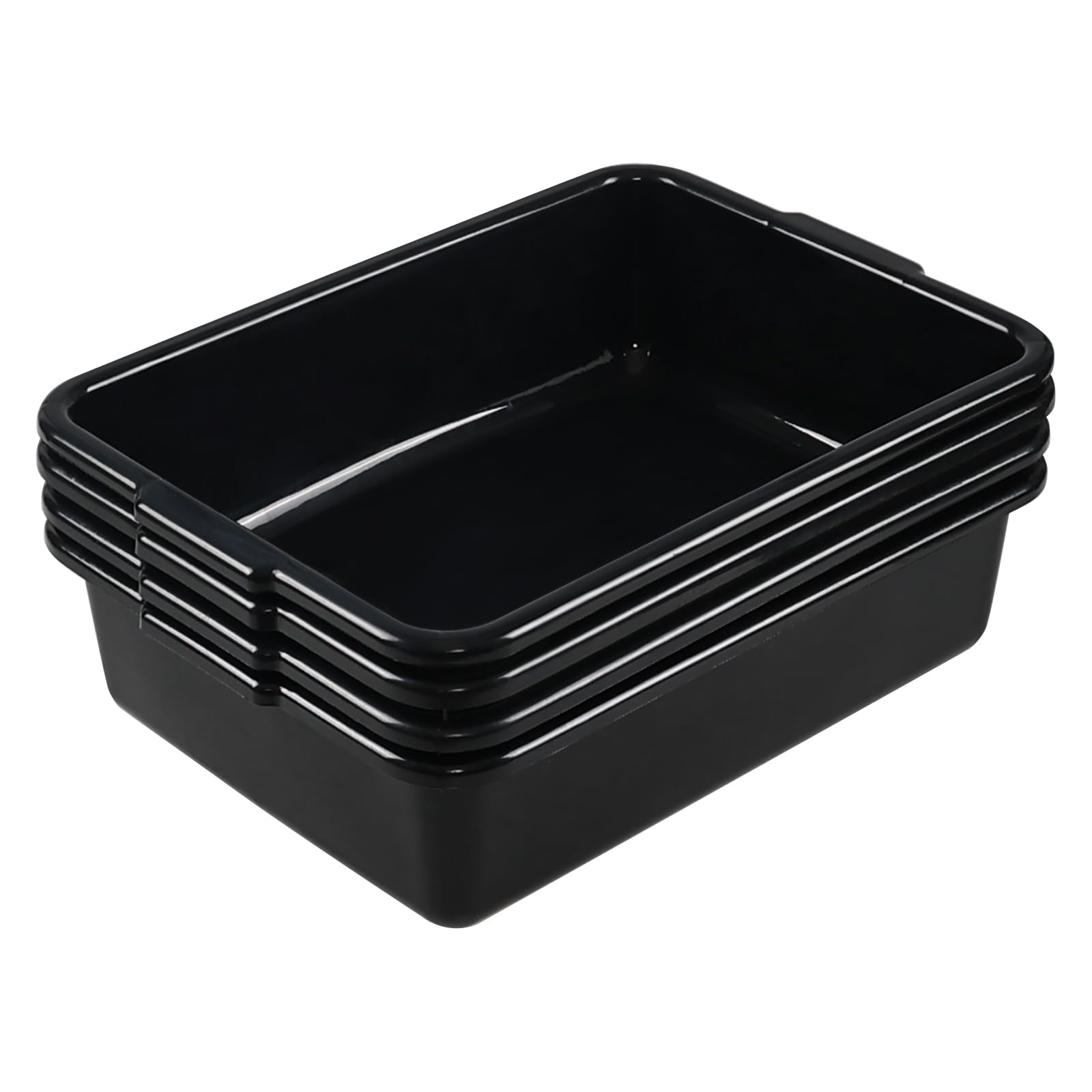 Ewingger 4-Pack 13 L Plastic Commercial Bus Tub Box, Wash Tub Basin, Black