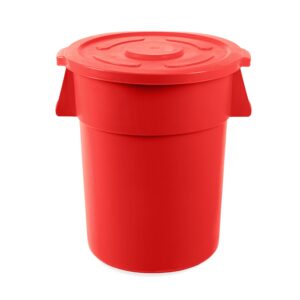 PRO&Family 55 Gallon Trash Can with Lid Round Ingredient Storage Containers Recycling Bin Kitchen Garbage Can Office Garbage Can Trash Barrel Plastic Barrel Yard Waste Bin Outdoor Trashcan (4, Red)