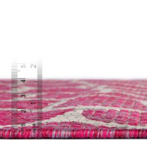 Unique Loom Outdoor Safari Collection Area Rug - Giraffe (2' x 3' Rectangle Magenta/Ivory)