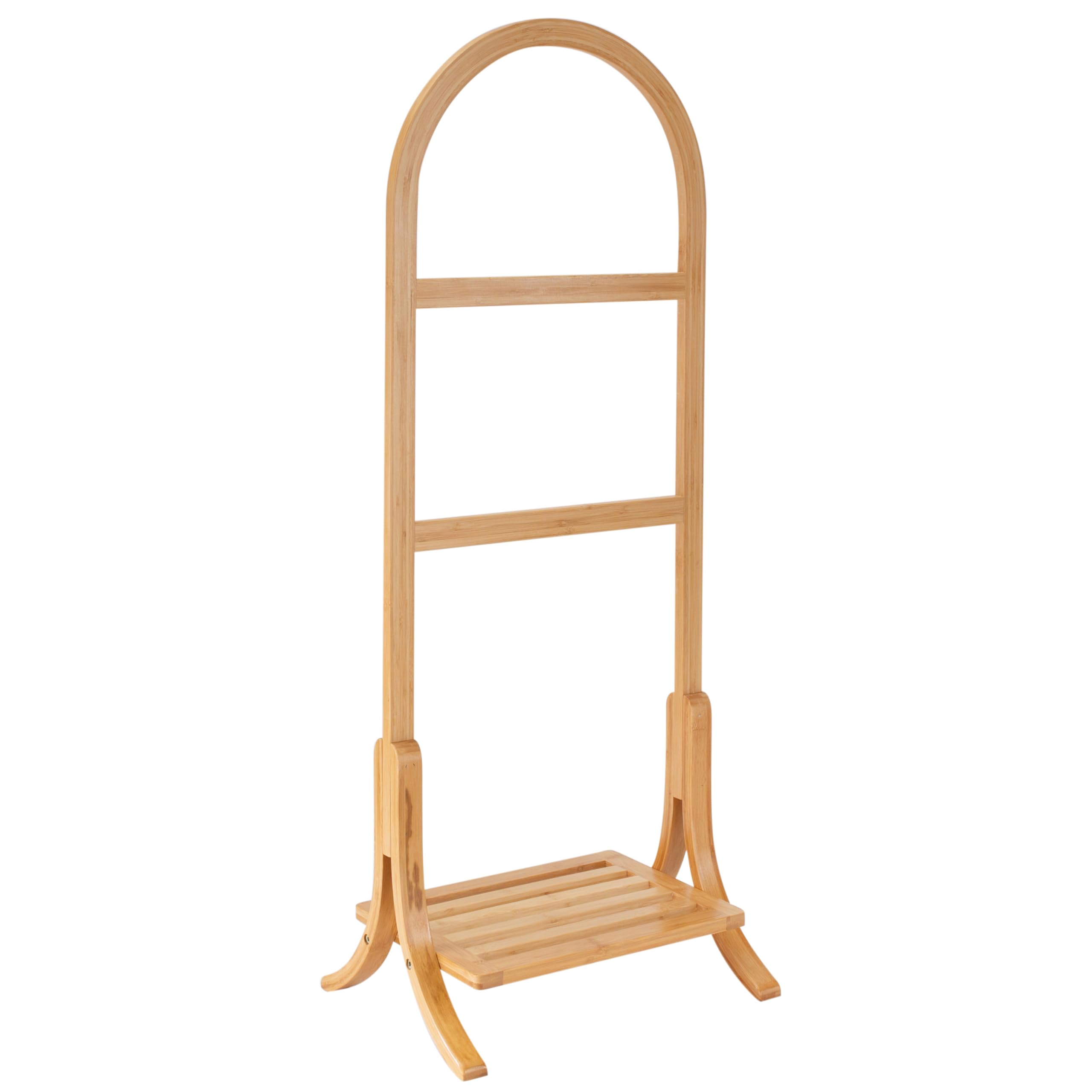 Organize It All Bamboo Free Standing Towel Rack | 2 Tiers | Storage Shelf | Bathroom Organization | Eco-Friendly | Easy to Assemble