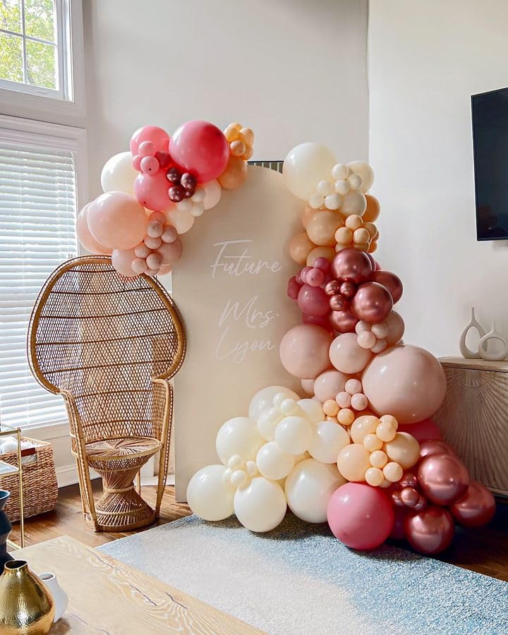 Bezente Blush Dusty Pink Latex Balloons, 60pcs 12 inch Beige White Dusty Rose Gold Nude Latex Balloons Kit for Baby Shower for girl, Bridal Shower, Wedding, Boho Birthday Party Decorations