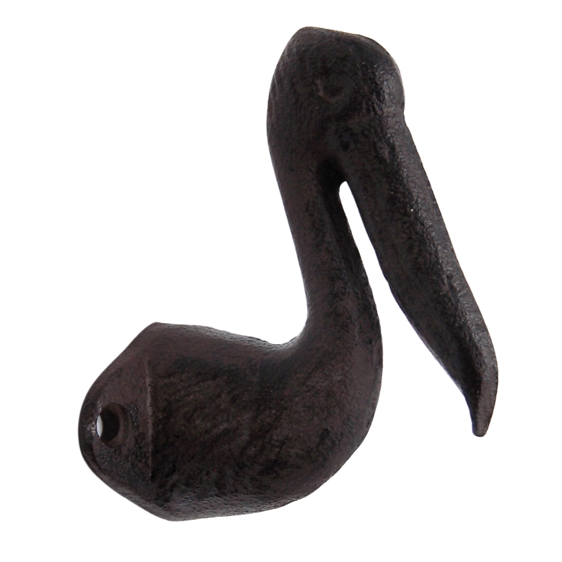 Wowser Rust Colored Pelican Head Cast Iron Wall Hooks, Nautically Themed Wall Décor, Set of 3, 3.75 Inches