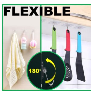 QUALIALL 40pcs Heavy Duty Adhesive Hooks for Damage-Free Hanging - Transparent Plastic Hangers for Ceilings and Walls