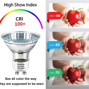 Vannise MR16 GU10 Bulb 35W, 6 Pack High Output GU10+C 120V 35W Bulb with GU10 Base, Long Lasting GU10 Halogen Bulb Warm White 2800K, GU10 Dimmable, GU10 120V 35W for Candle Warmer, Track Lighting