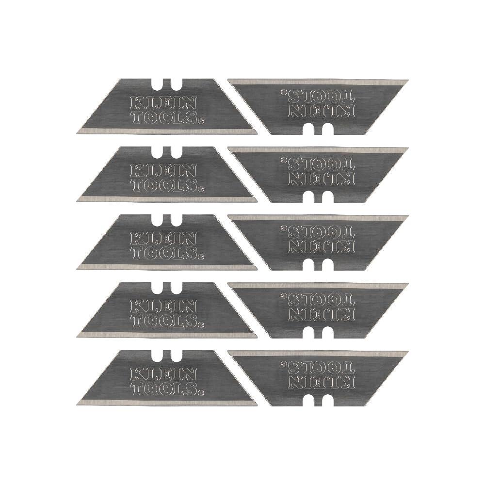 Klein Tools 44124 Utility Knife Blades, Heavy-Duty Steel Replacement Blades with Triple Ground Edges for Long Lasting Sharpness, 10-Pack