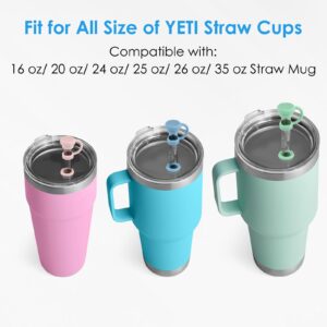 ERKOON Silicone Spill Stopper Set Compatible with YETI Straw Cup, Mug Tumbler Accessories, Silicone Straw Cover, Straw Protectors, Including 4 Straw Cover Topper Cap, 4 Leak Proof Stopper