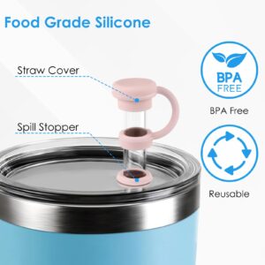 ERKOON Silicone Spill Stopper Set Compatible with YETI Straw Cup, Mug Tumbler Accessories, Silicone Straw Cover, Straw Protectors, Including 4 Straw Cover Topper Cap, 4 Leak Proof Stopper