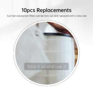 WISESKY WSP360 Pre-Filter Replacement for W-Cat Air Purifier Capture Cat Fur and Large Particles, Compatible with True WiseHEPA™ Air Filter,10 Packs, White