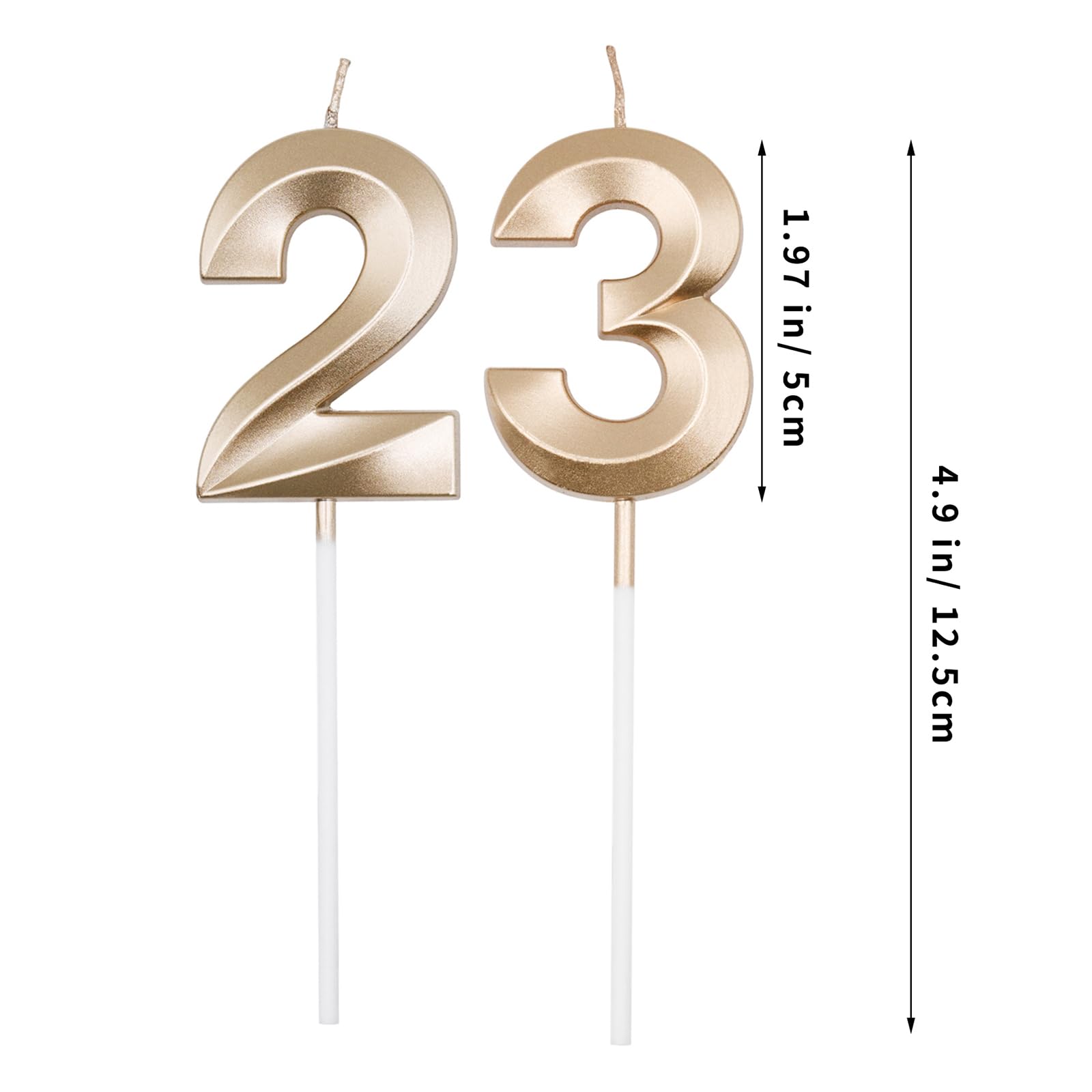 Champagne Gold 23rd & 32nd Birthday Candles for Cakes, Number 23 32 Candle Cake Cupcake Topper for Birthday Anniversary Party Decoration