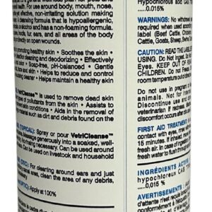 VetriCleanse Pet Itch Relief & Wound Care Spray with Hypochlorous Acid - Skin + Coat Care - Dog & Cat Deodorizer, Eye Cleaner & Ear Cleaner for All Animals - 225ml