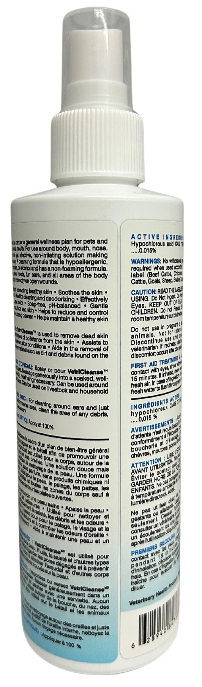 VetriCleanse Pet Itch Relief & Wound Care Spray with Hypochlorous Acid - Skin + Coat Care - Dog & Cat Deodorizer, Eye Cleaner & Ear Cleaner for All Animals - 225ml