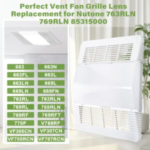 85315000 Replacement Ventilation Fan Grille Lens for Broan Nutone 763RL 769RL Bathroom Vent Exhaust Fan Cover Replacement Parts