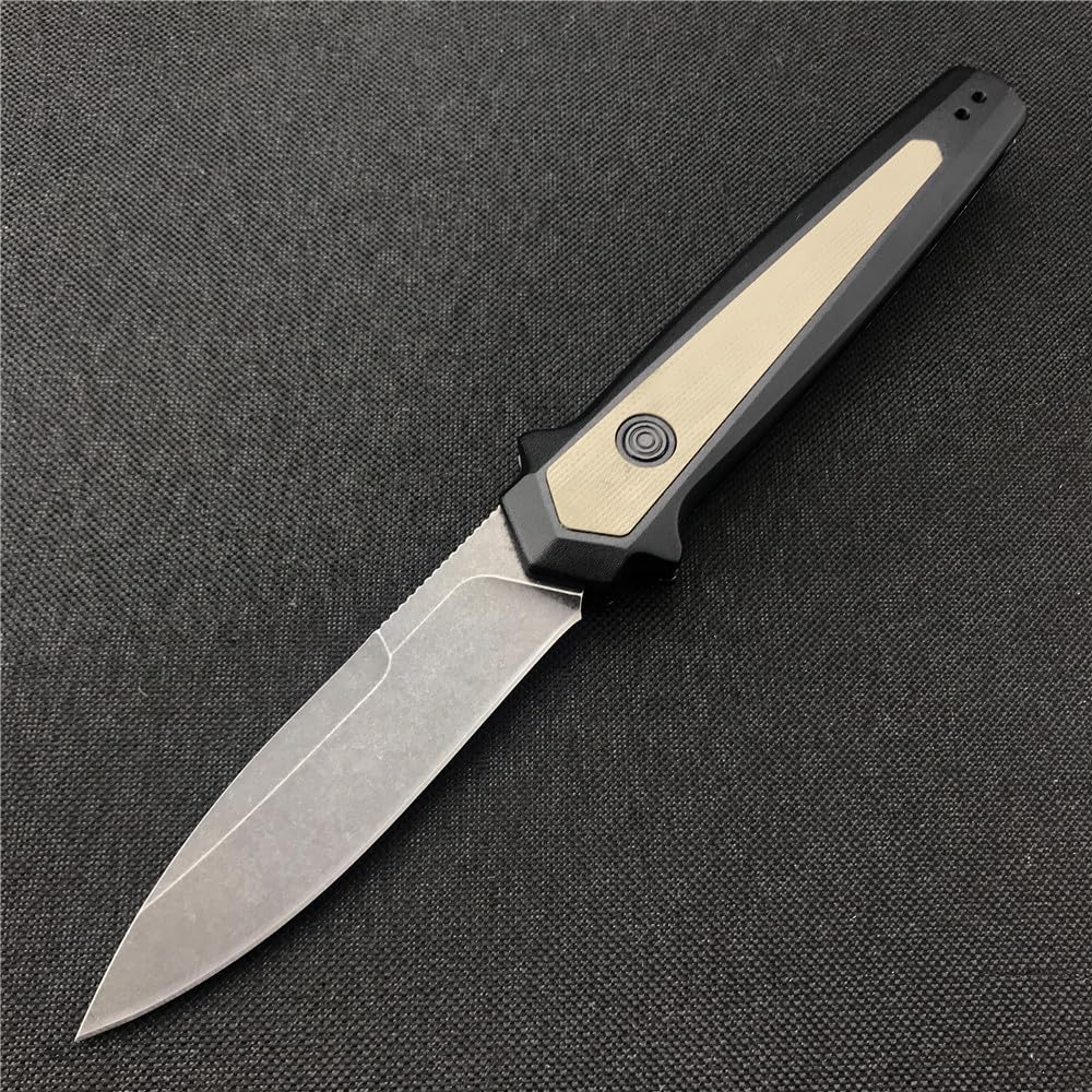 7.8in Assisted Open Button Lock Pocket Knife, Folding Knife,D2 Blade Aluminium Alloy Handle, Utility EDC Tool for Men Women Gift (Black handle)