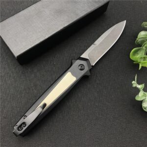 7.8in Assisted Open Button Lock Pocket Knife, Folding Knife,D2 Blade Aluminium Alloy Handle, Utility EDC Tool for Men Women Gift (Black handle)