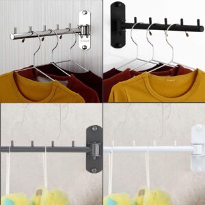 Zivisk 2 Pcs Folding Wall Mounted Clothes Hanger Rack with Swing Arm Stainless Steel Heavy Duty Coat Hook for Bathroom, Bedroom, Laundry Room - Gray