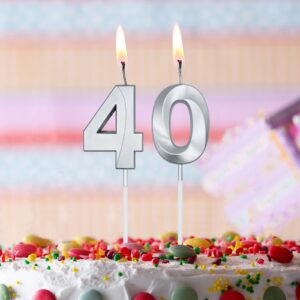 Silver 45th & 54th Birthday Candles for Cakes, Number 45 54 Candle Cake Cupcake Topper for Birthday Anniversary Party Decoration