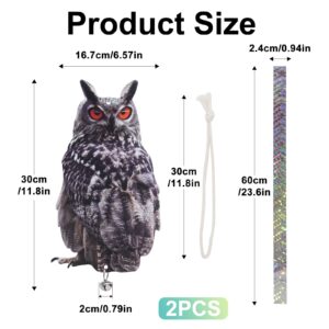 Owl Scarer for Gardens, 2Pack Fake Owl Hanging Effective Cardboard Owl Deterrent for Garden Patio Windows