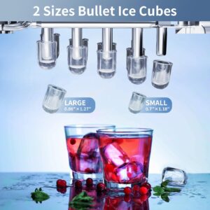 Antarctic Star Countertop Ice Maker, 26 lbs in 24Hrs, 9 Ice Cubes Ready in 6 Mins, Portable Ice Machine with Self-Cleaning, One -Click Button, 2 Sizes of Bullet Ice, for Home/Kitchen/Office/Dorm, Grey