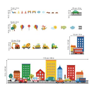 decalmile Transportation Road Wall Decals City Construction Cars Vehicles Trucks Wall Stickers Nursery Kids Bedroom Playroom Wall Decor