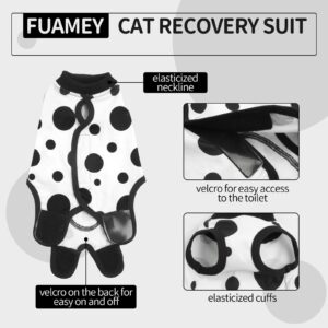 FUAMEY Cat Recovery Suit for Cats Spay,Cat Onesie Abdominal Wounds Surgical Shirts Kitten Skin Protection Bodysuit Cat Anti Licking Wear Female Cats Weaning Clothes Alternative to Cone Black Dot XS