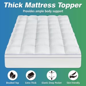 Lunsing Queen Mattress Topper, Extra Thick Pillow Top Queen Size Mattress Pad Cover for Back Pain, 6-21 inches Deep Pocket, 60 x 80 inches