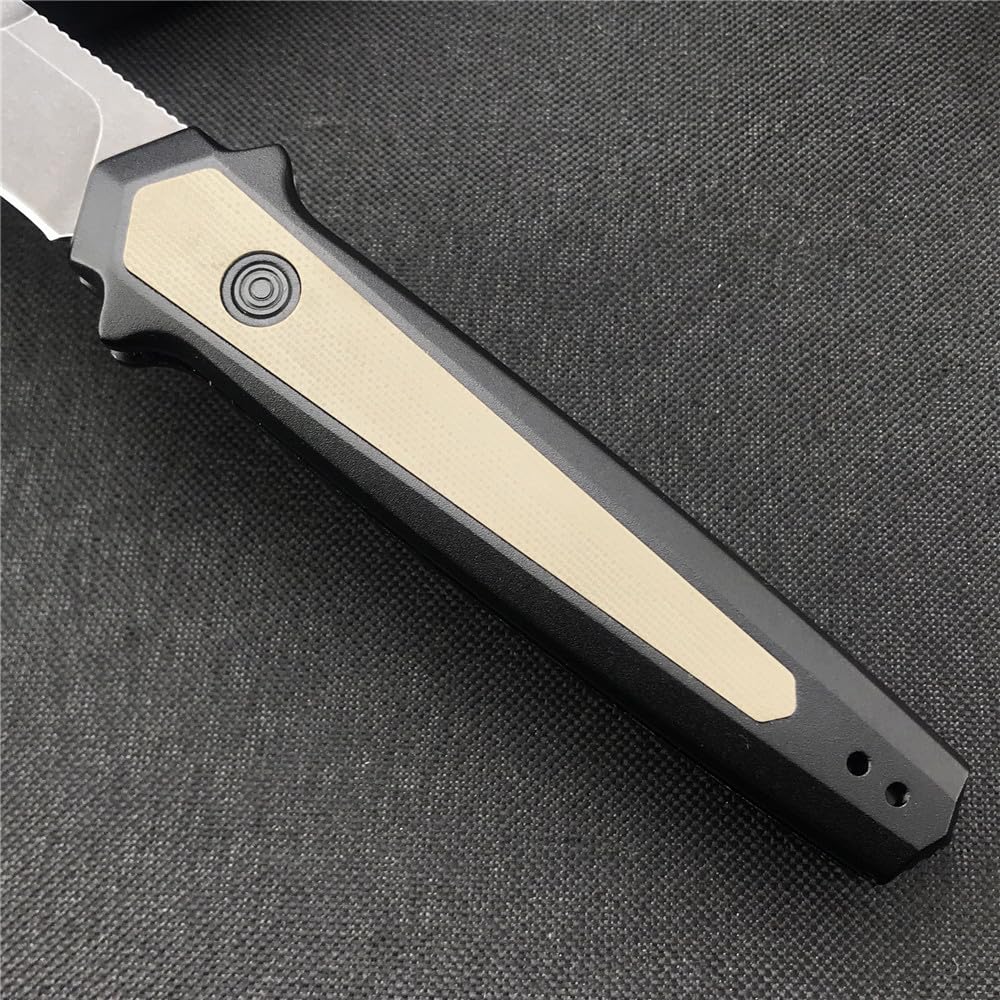 7.8in Assisted Open Button Lock Pocket Knife, Folding Knife,D2 Blade Aluminium Alloy Handle, Utility EDC Tool for Men Women Gift (Black handle)